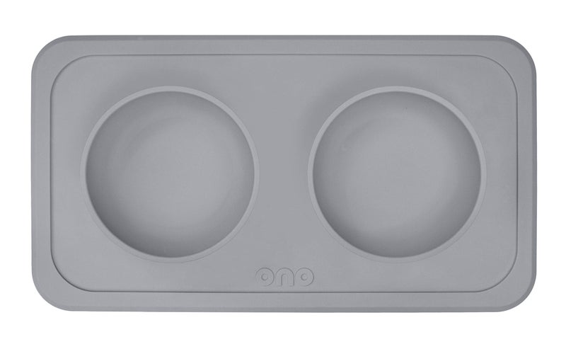 Ono Good Bowl Food & Water Double Feeder - Small to Medium Pets No Spill Non Skid Silicone Mat & Stainless Steel Bowl for Dogs or Cats (Charcoal) - Image 3